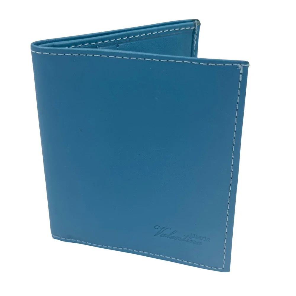 Alberto Valentino Italian Genuine‎ Leather Teal Bifold Wallet Vera Pelle NWT